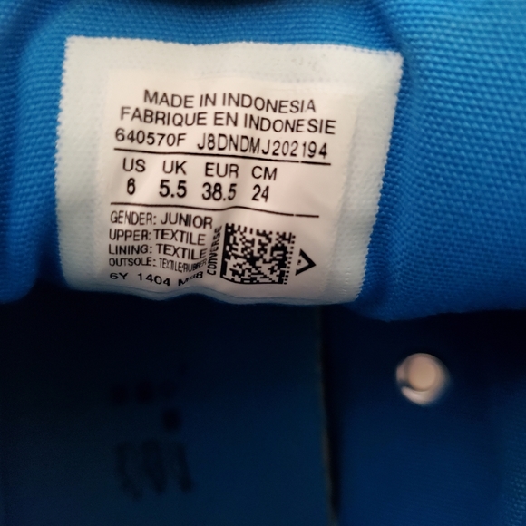 Converse Chuck Taylor All Star High Top Shoes Junior Size 6 Grey Green Blue Lace - Picture 13 of 14